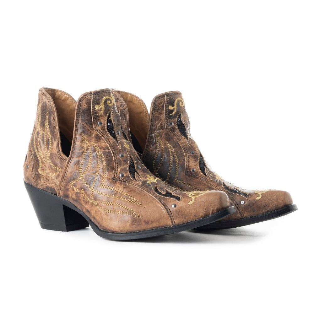 Myra Womens 10 Tentor Western Leather Booties Cowgirl Festival Heels Rodeo